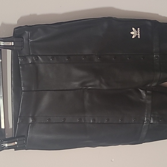 Adidas Always Original Pants Faux Leather Snap Button Slim - Picture 5 of 10